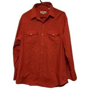 Diamond A Ranchwear Size 17 1/2 / 34 Red Pearl Button Long Sleeved Shirt
